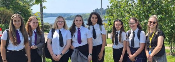 Students from ASAP stood with Plymouth Tamar Bridge in background
